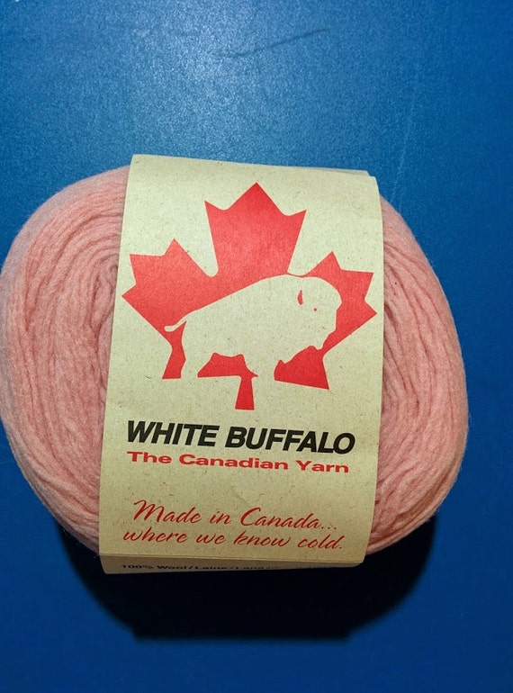 Salmon colour WHITE BUFFALO 100 Canadian wool by KYSSbyYutka
