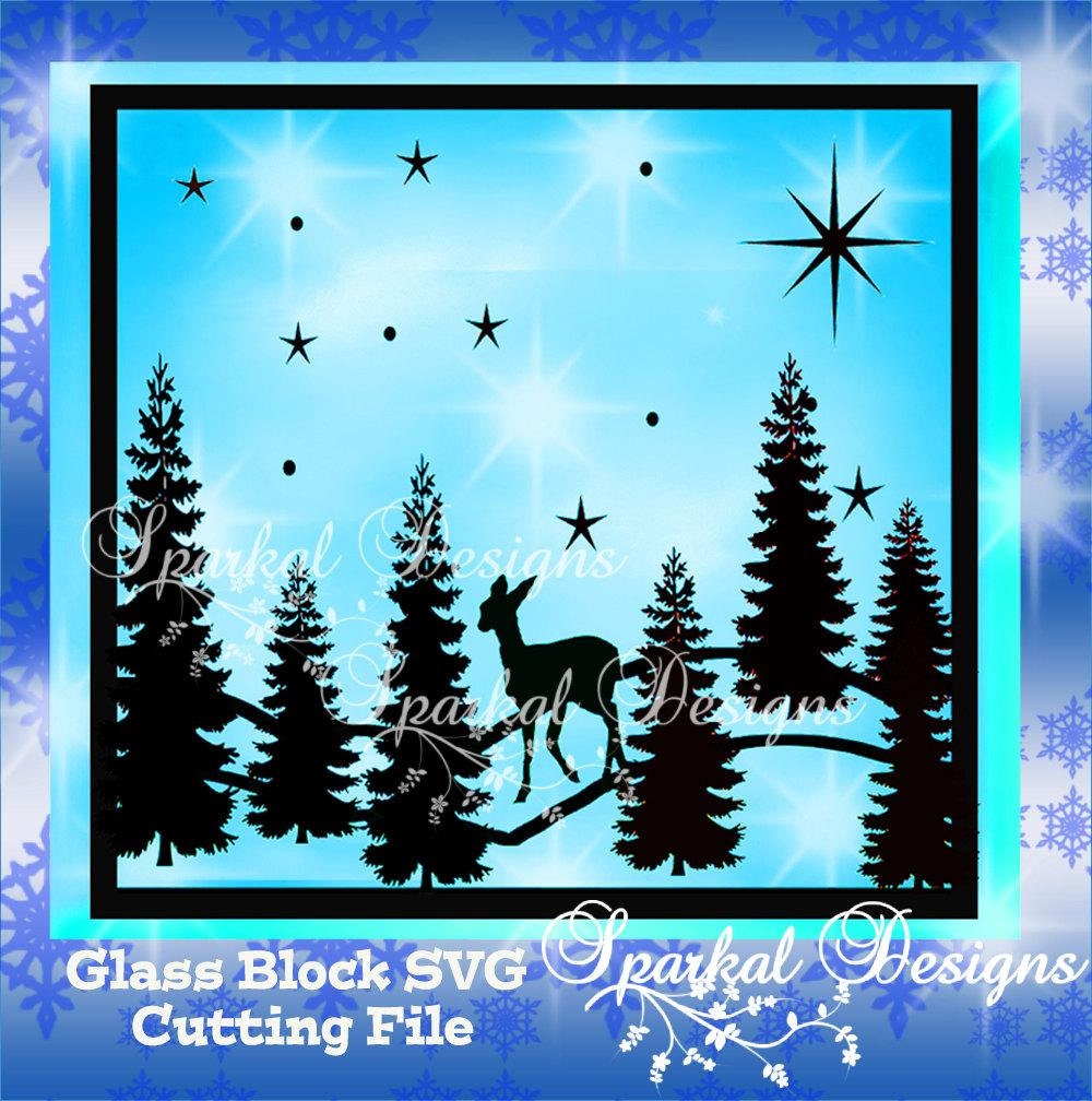 Christmas SVG File Winter Scene Cutting File Glass Block