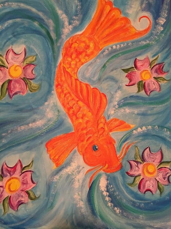Acrylic Koi Fish Painting Acrylic Koi Fish Painting