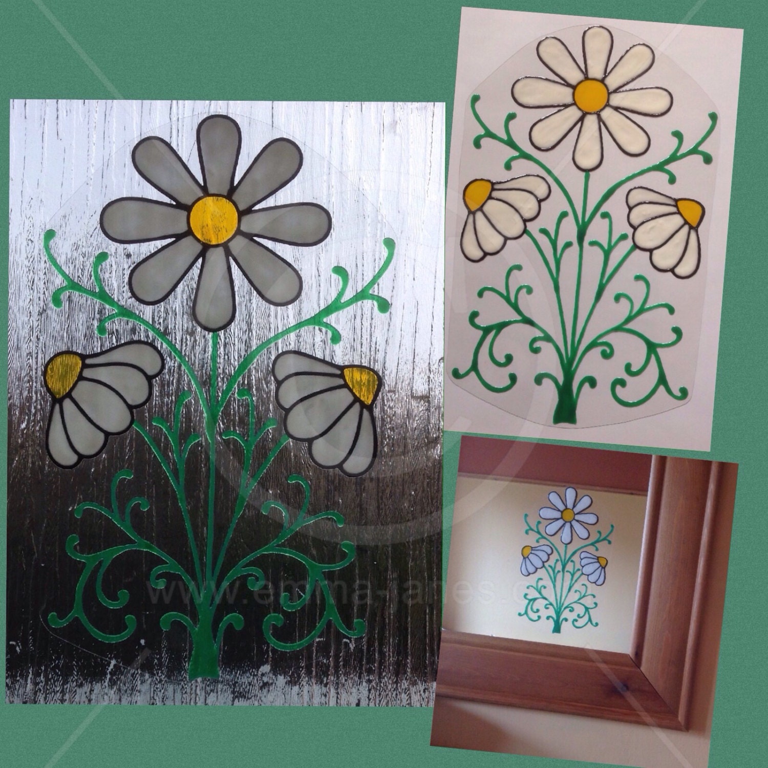 Window Cling Decorations daisy daisies window cling floral hand painted for glass & Window Cling Decorations daisy daisies window cling floral hand painted for glass &