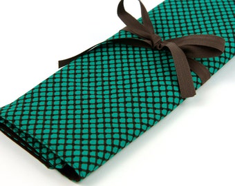 Large Knitting Needle Case - Cora - 30 brown pockets for straights, circulars, dpns and notions