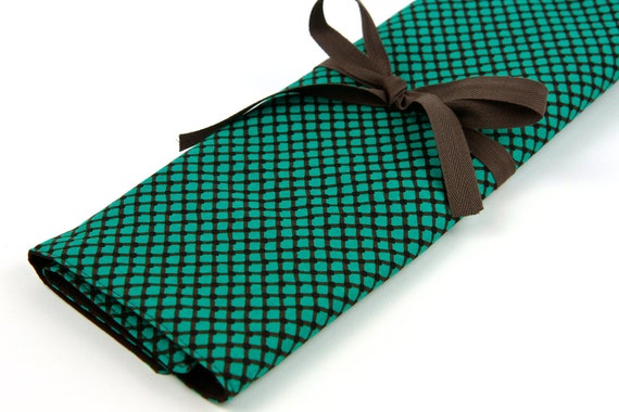 Large Knitting Needle Case - Cora - 30 brown pockets for straights, circulars, dpns and notions