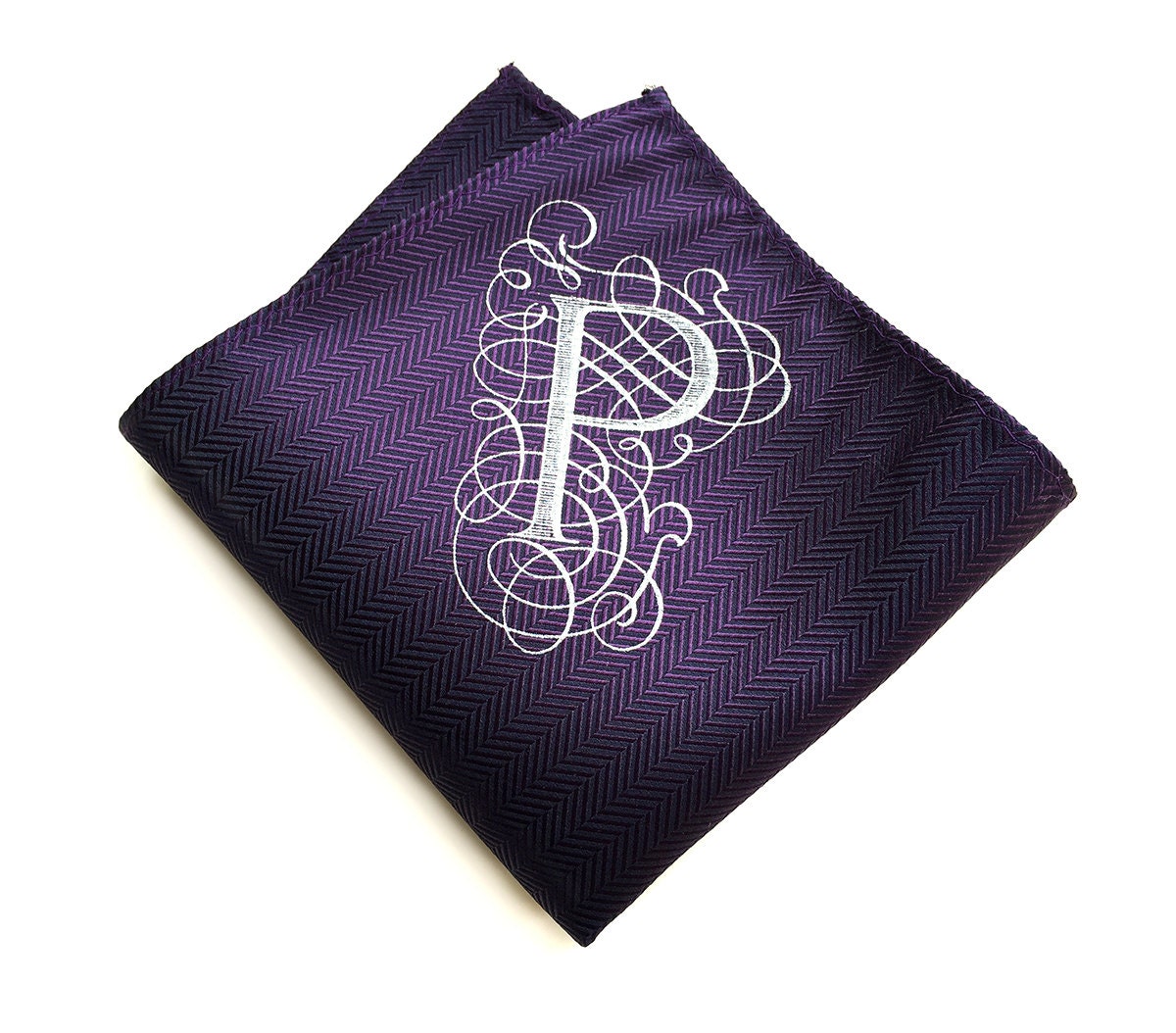 Personalized Men's Pocket Square. Custom initial pocket