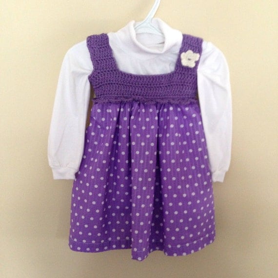 Purple Polka Dot Dress by KittyKnitDesigns on Etsy
