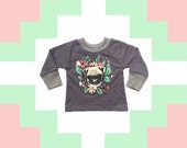 Pug print toddler raglan sweatshirt Supayana READY TO SHIP