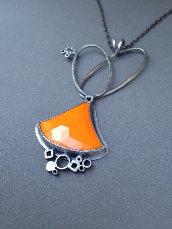 Sterling Silver & Orange Jewel Necklace main image 0