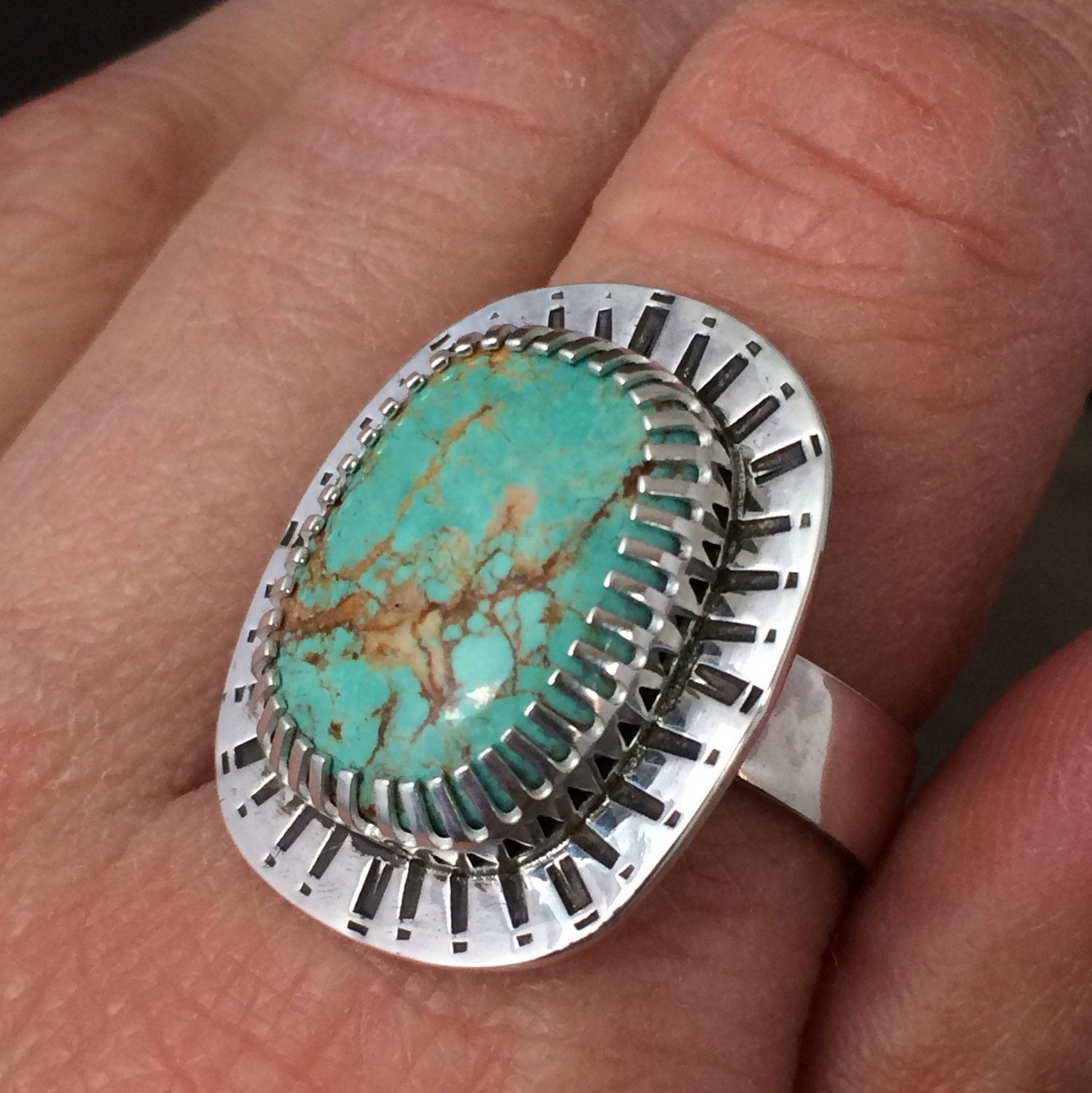 Natural Turquoise ring bold ring boho ring size 9.5 by prox