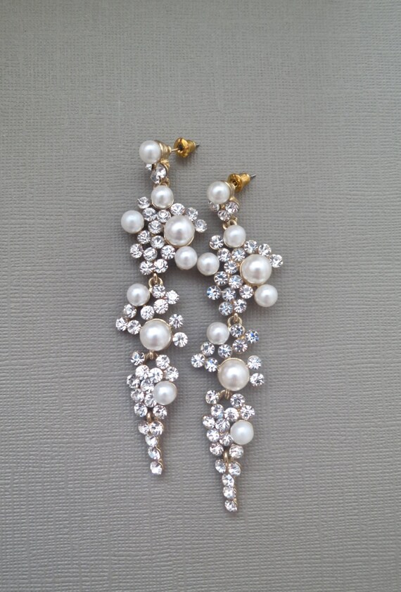 Bridal Chandelier Earrings Rhinestone by SukranKirtisJewelry
