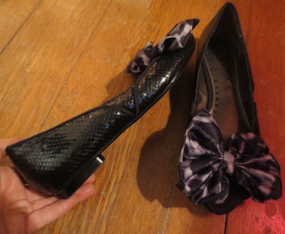 black shiny flats