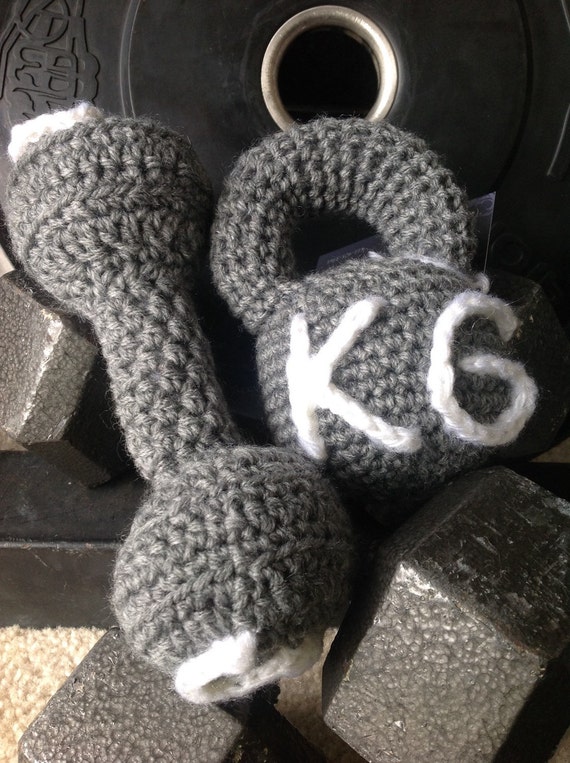 Fitness baby rattle set kettlebell and dumbbell grey