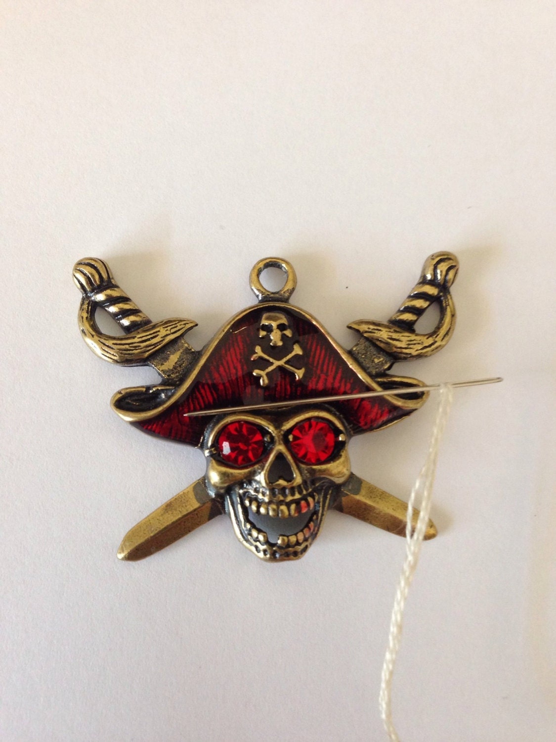 Pirate pin minder green gold copper and blue by UnconventionalX