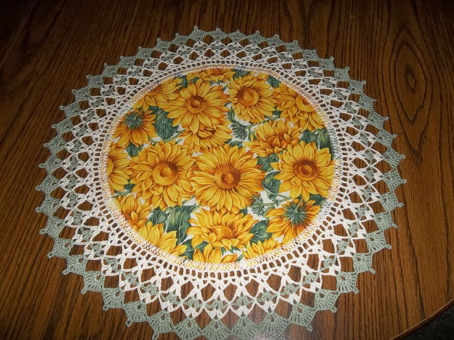Crochet Doily Sunflower Doily Floral Fabric Doily by bestdoilies
