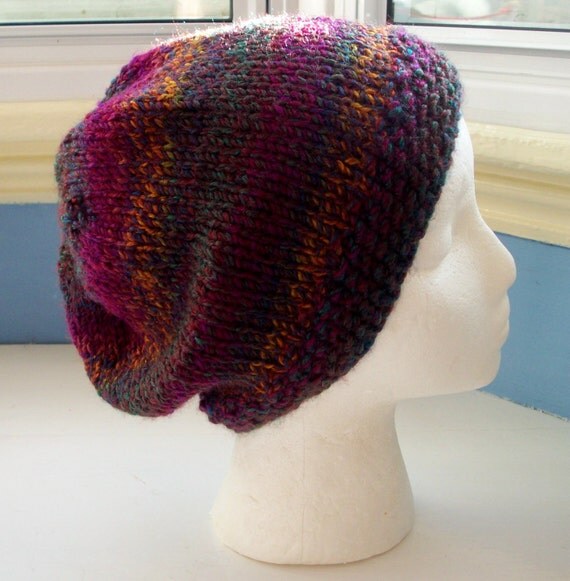 Unisex vegan beanie, gift for men, larger size, dark colours, slouch