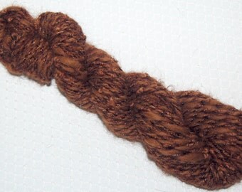 Handspun Yarn, Worsted Yarn, Art Yarn, Wig Yarn, Yarn Hair, Doll Hair Yarn, Yarn Doll Hair, Alpaca Yarn, Brown, Approx. 3 oz. 49.6 Yards