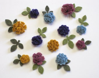 Tiny Felt Flowers and Leaves Heirloom Assortment