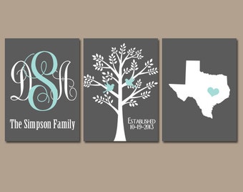 Personalized Wall Hangings yellow gray family tree custom wall art canvas or prints Personalized Wall Hangings yellow gray family tree custom wall art canvas or prints