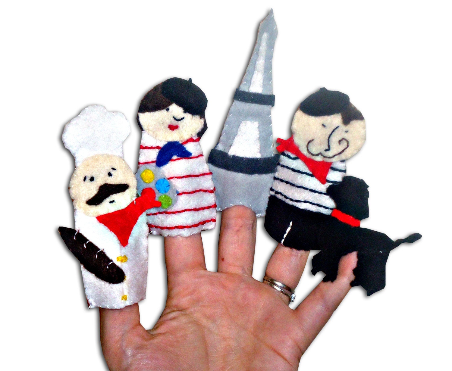 Paris France French Finger Puppets / Felt Children's