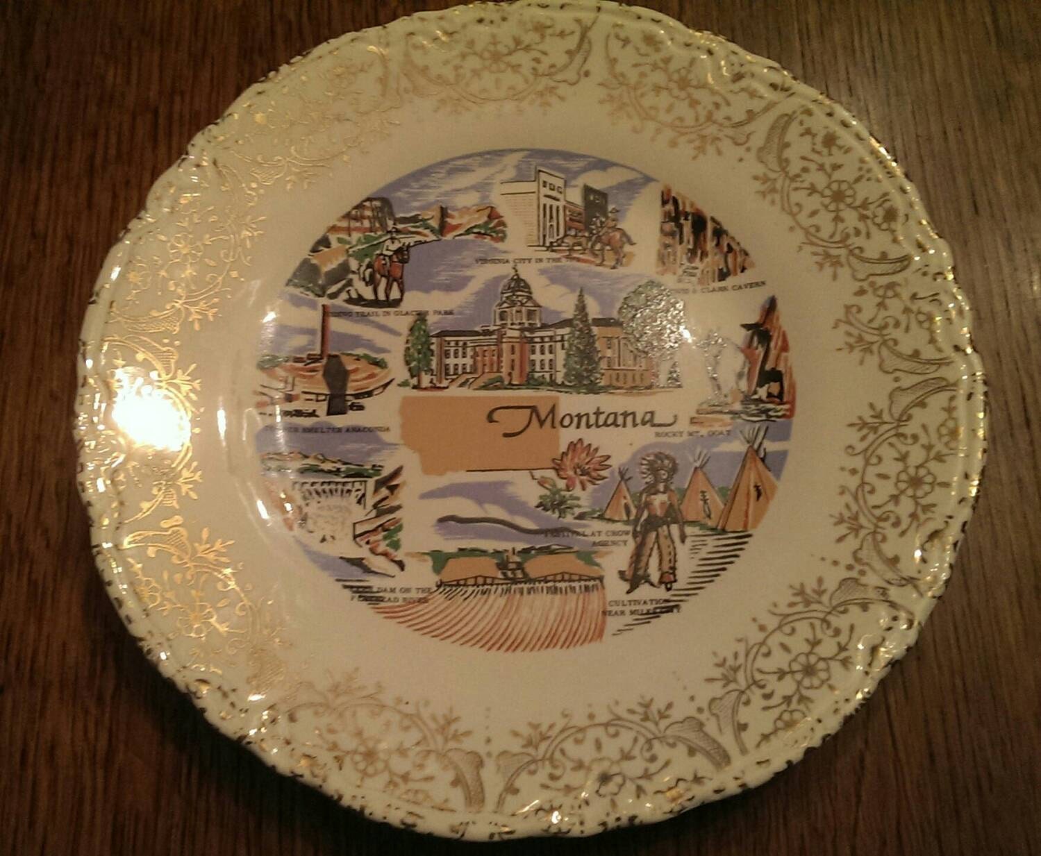 Vintage Montana State  Souvenir  Plate