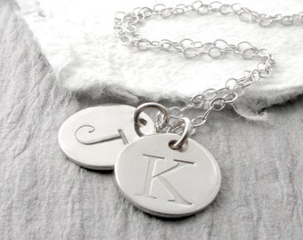 14k White Gold Necklace White Gold Initial Necklace Tiny White Gold Necklace Mother Personalized Necklace Mother's Day Gift Holiday Gift