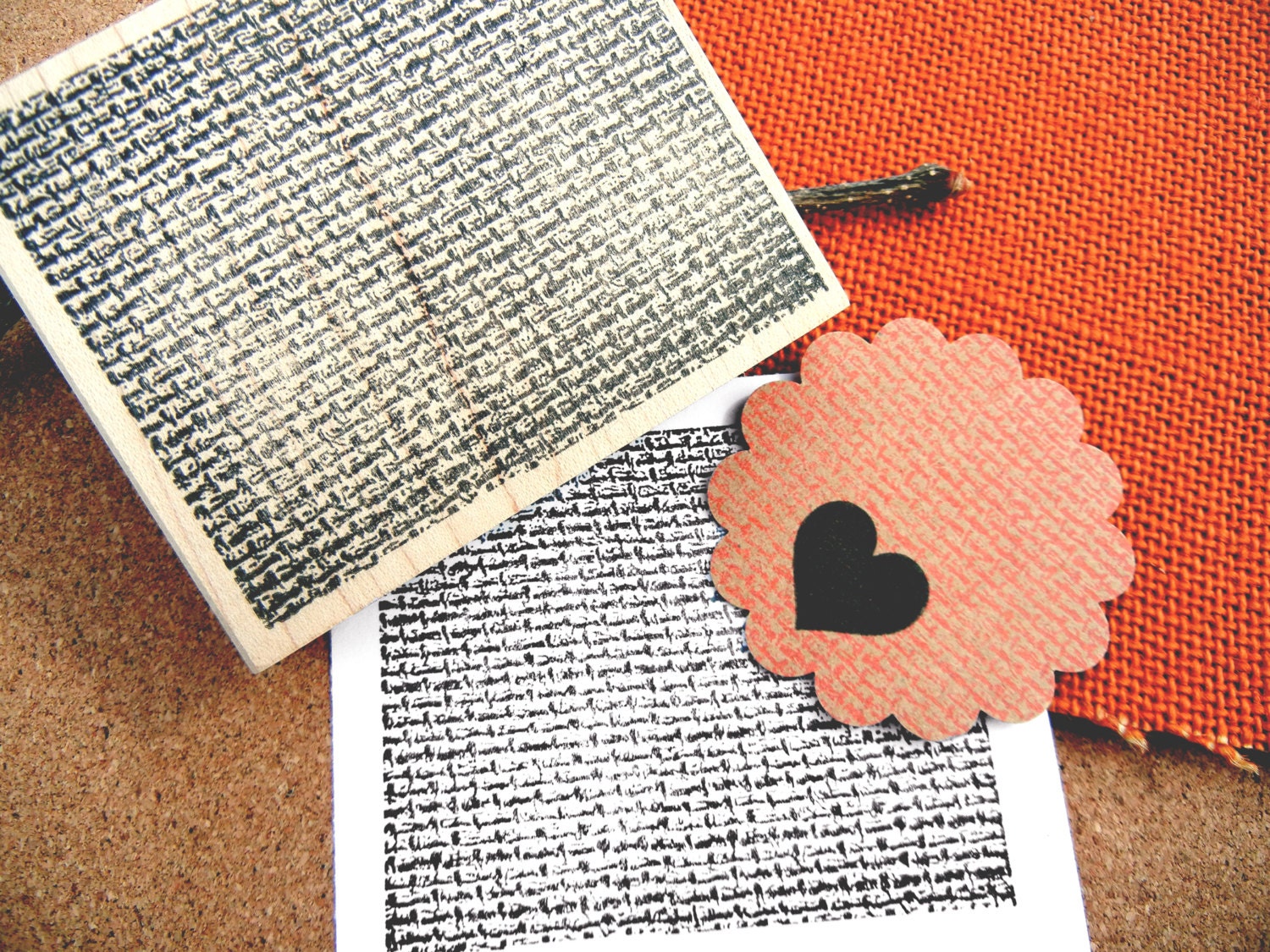 Burlap Fabric Texture Background Rubber Stamp // 2 size