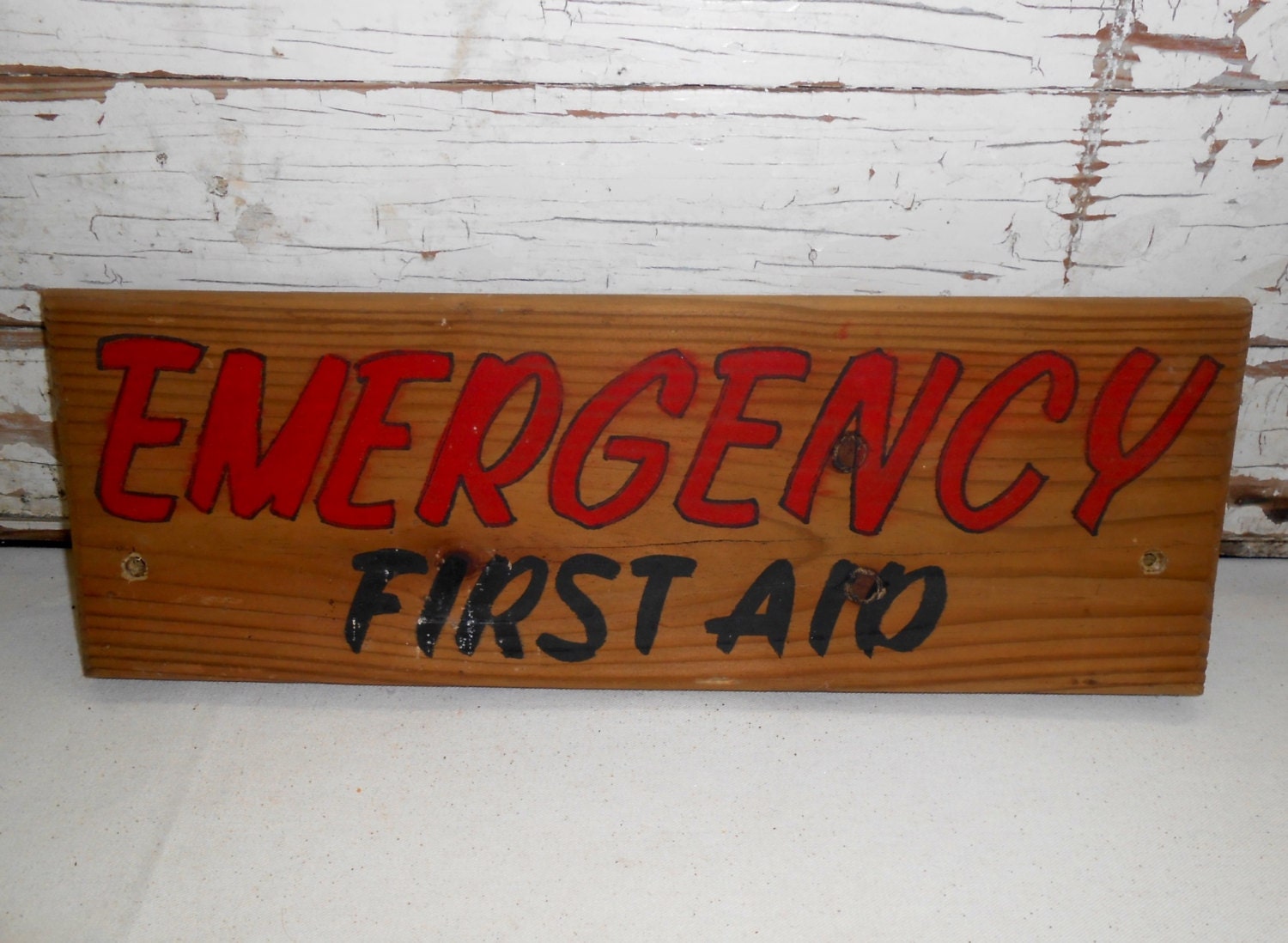 Vintage Emergency First Aid Wood Sign FIRST AID by TotallyVintage