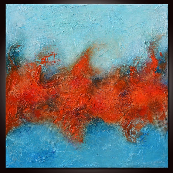 GroÃe blau rot abstrakt rot blau textural malerei schwere