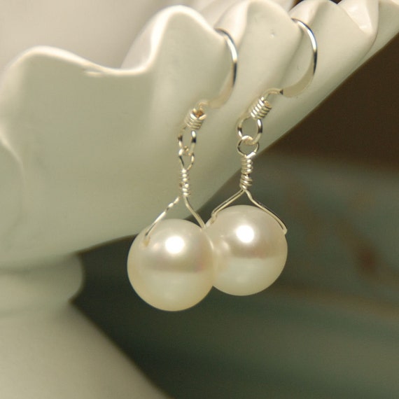 Button Pearl Earrings Single Pearl Pearl Drop Bridal