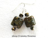 Lampwork Glass Earrings – Handmade Dangle Earrings - Hawaii Lampwork Jewelry - Black and Raku Lampwork Glass Earrings – Handmade Dangle Earrings - Hawaii Lampwork Jewelry - Black and Raku