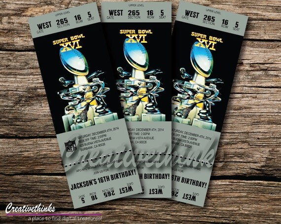 Printable Super Bowl Ticket Template | 1982 super bowl inspired printable ticket by creativethinks Printable Super Bowl Ticket Template | 1982 super bowl inspired printable ticket by creativethinks