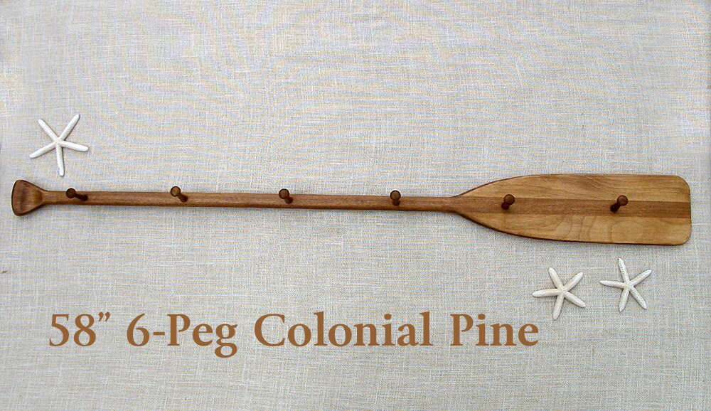 6Peg Stained Paddle or Oar Coat Hat Rack in 4 Lengths in