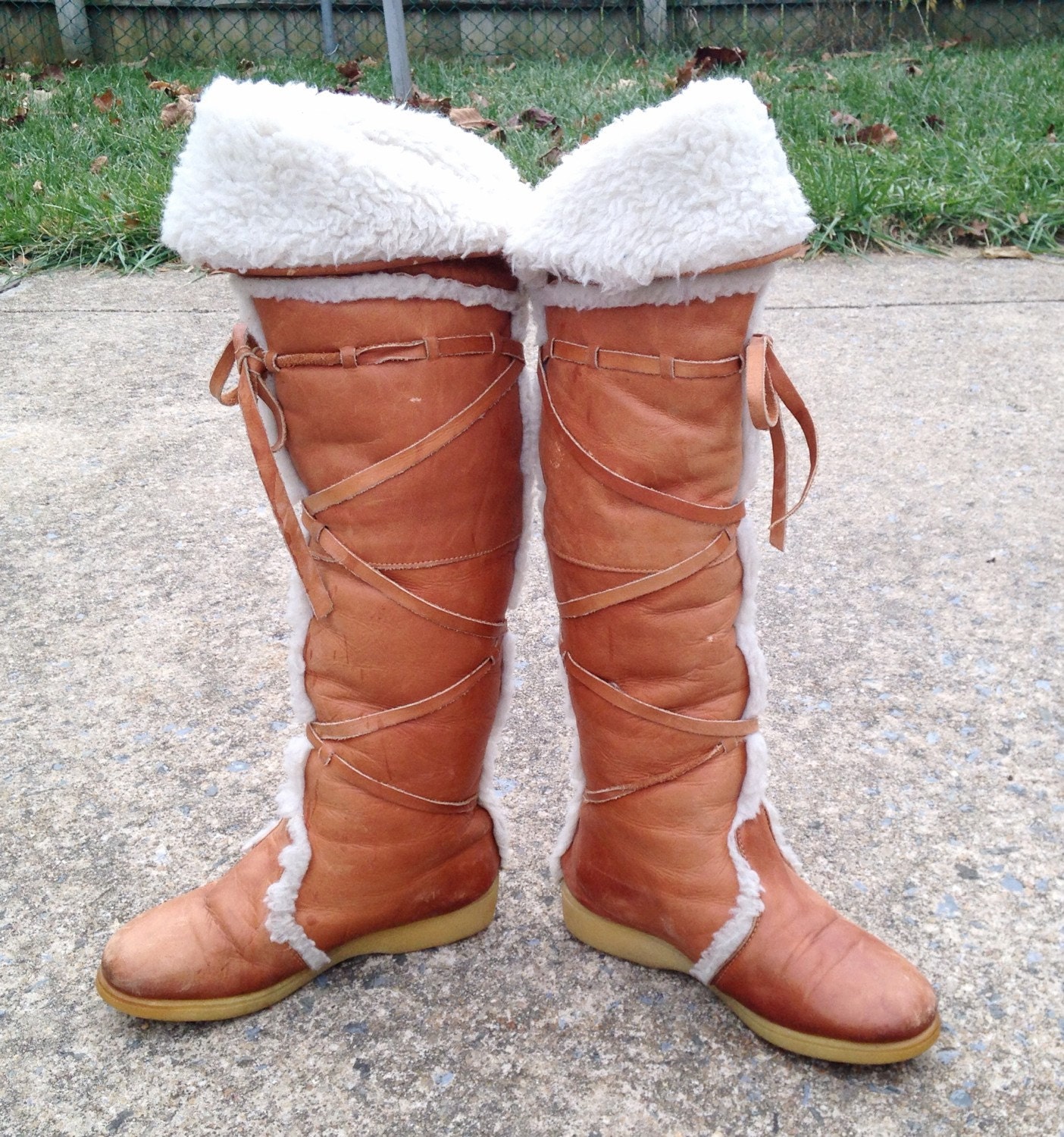 tall brown fuzzy boots