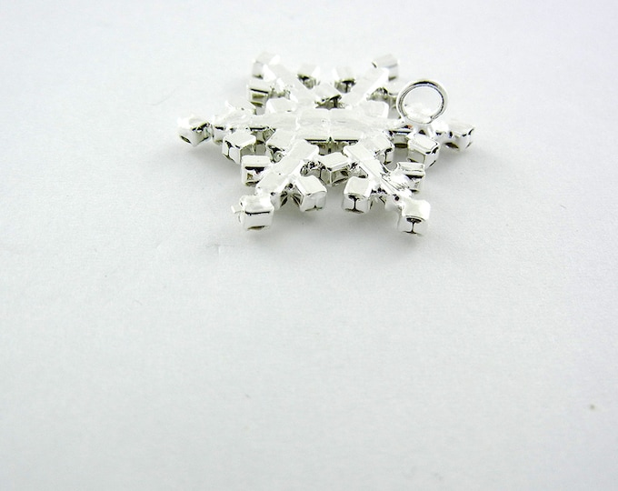 Silver-tone Rhinestone Snowflake Pendant