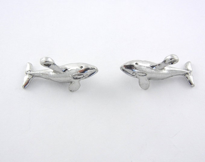 Pair of Dimensional Pewter Orca Whale Charms