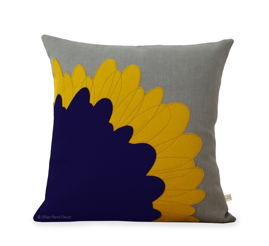 Pop Art Flower PILLOW COVER in Grey Natural by JillianReneDecor