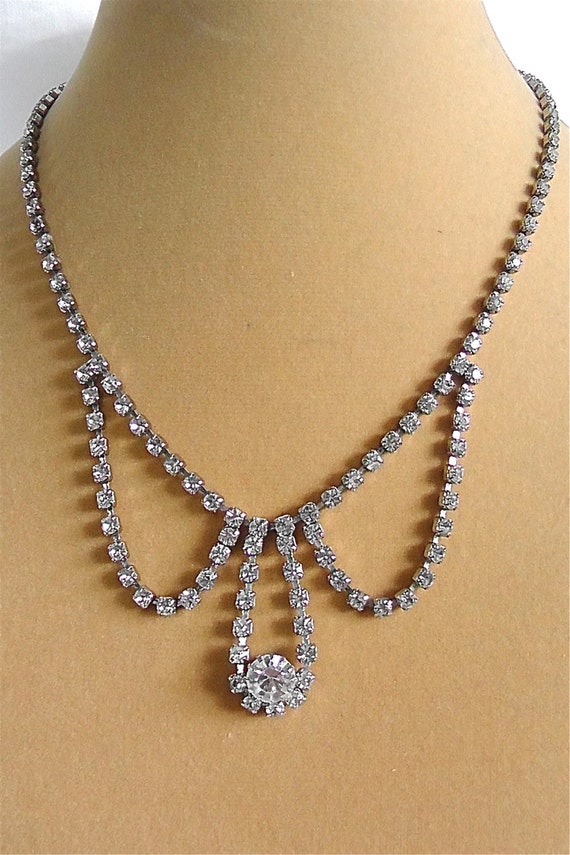 Items similar to Crystal Diamond Vintage Necklace on Etsy