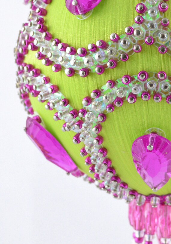 Satin beaded Christmas ornament kit Pistachio Scoop