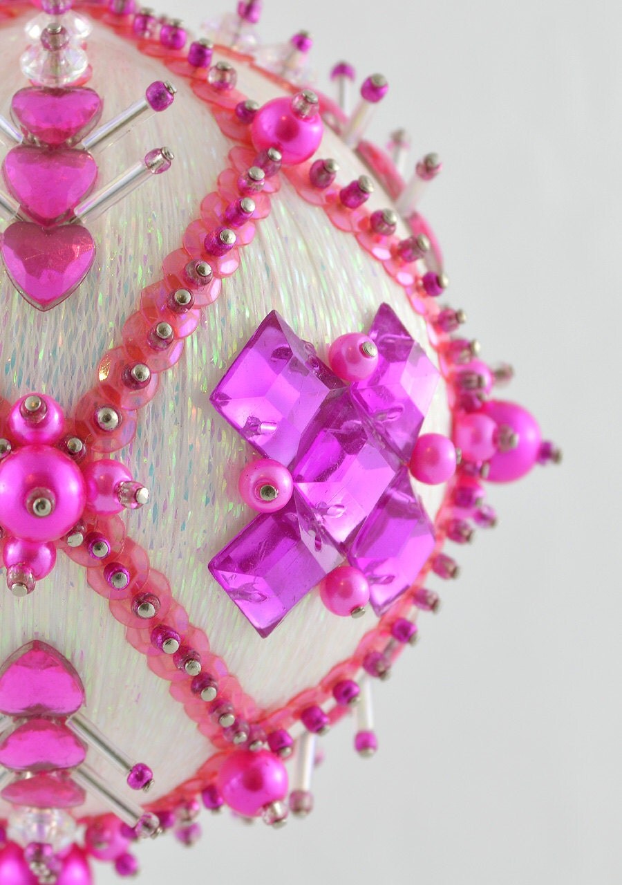 Satin beaded Christmas ornament kit Bejeweled Snowball