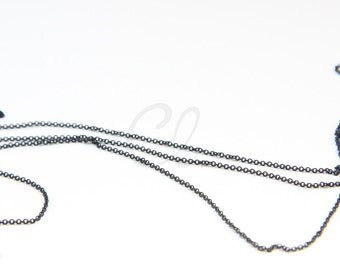 6 Feet Matte Black Plated Brass Base Chains - Oval 1.55x1.2mm (225S07)
