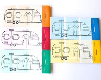 PAINT CHIP MATCHBOOK notepads Set of 5- Vintage Camper in brights