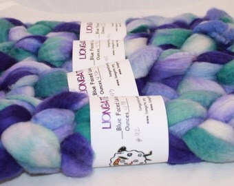 Roving, Wool, BFL Roving, Blue Faced Leicester Hand Painted Roving #617