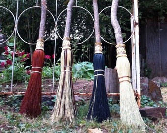 Ceremonial Witch's Broom in your choice of Natural, Black, Rust or Mixed Broomcorn - Magical Broomstick - Witch's Broom