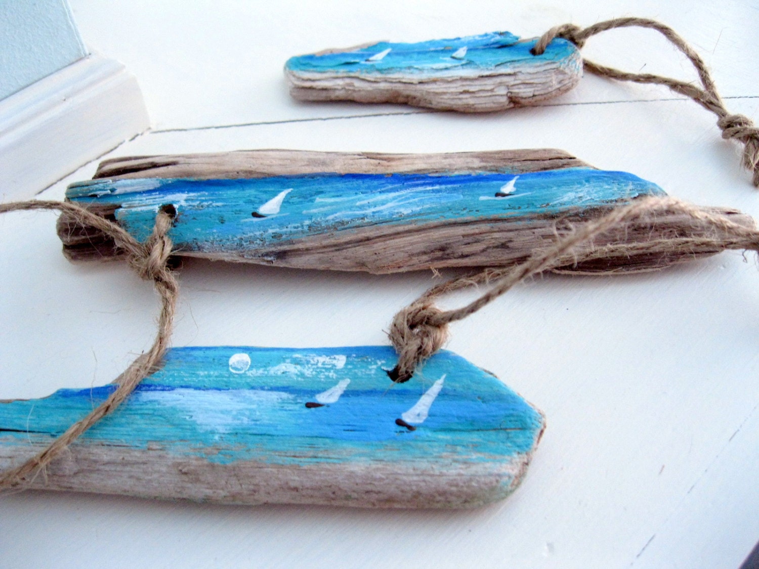 Set of Three Gift Tags Painted Driftwood Driftwood Gift