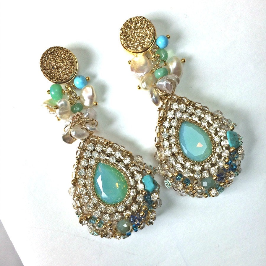 Statement Earrings Large Dangle Earrings by DoolittleJewelry