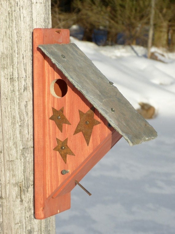 Nuthatch Birdhouse Nest Box yellow Bird House by OutOnALimbADK