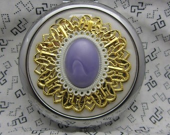 Compact Mirror Bridesmaids Gift Violaceous Comes With Protective Pouch