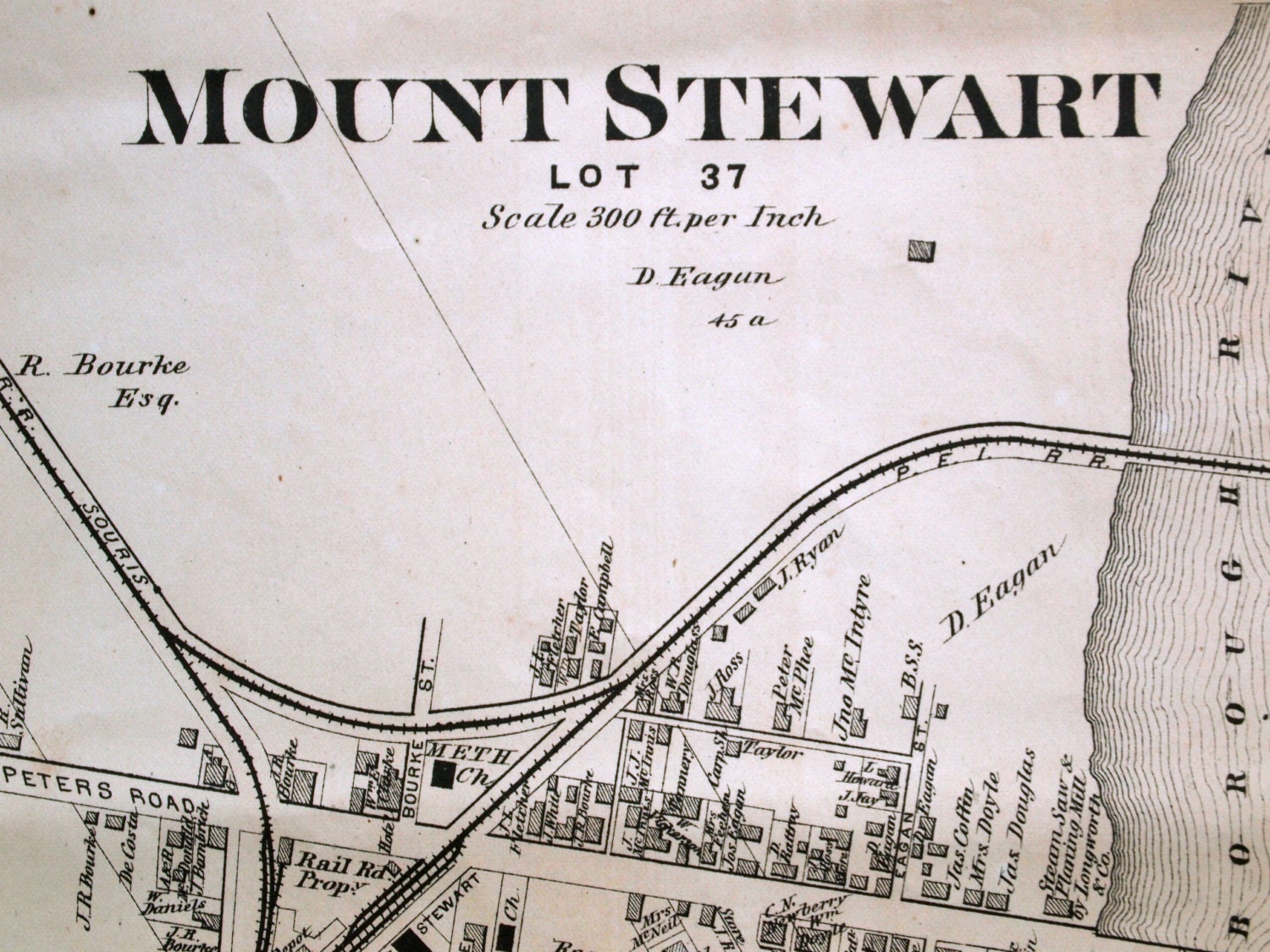 1880 Large Rare Vintage Map of Mount Stewart Lot by bananastrudel