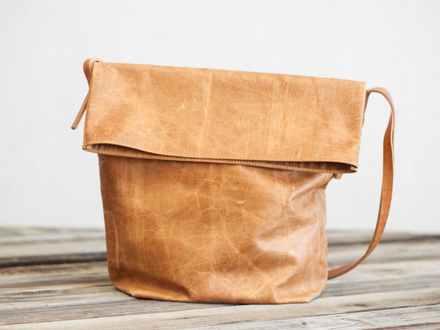 Bucket Bag Purse // Saddle Brown Leather Purse by Fullgive