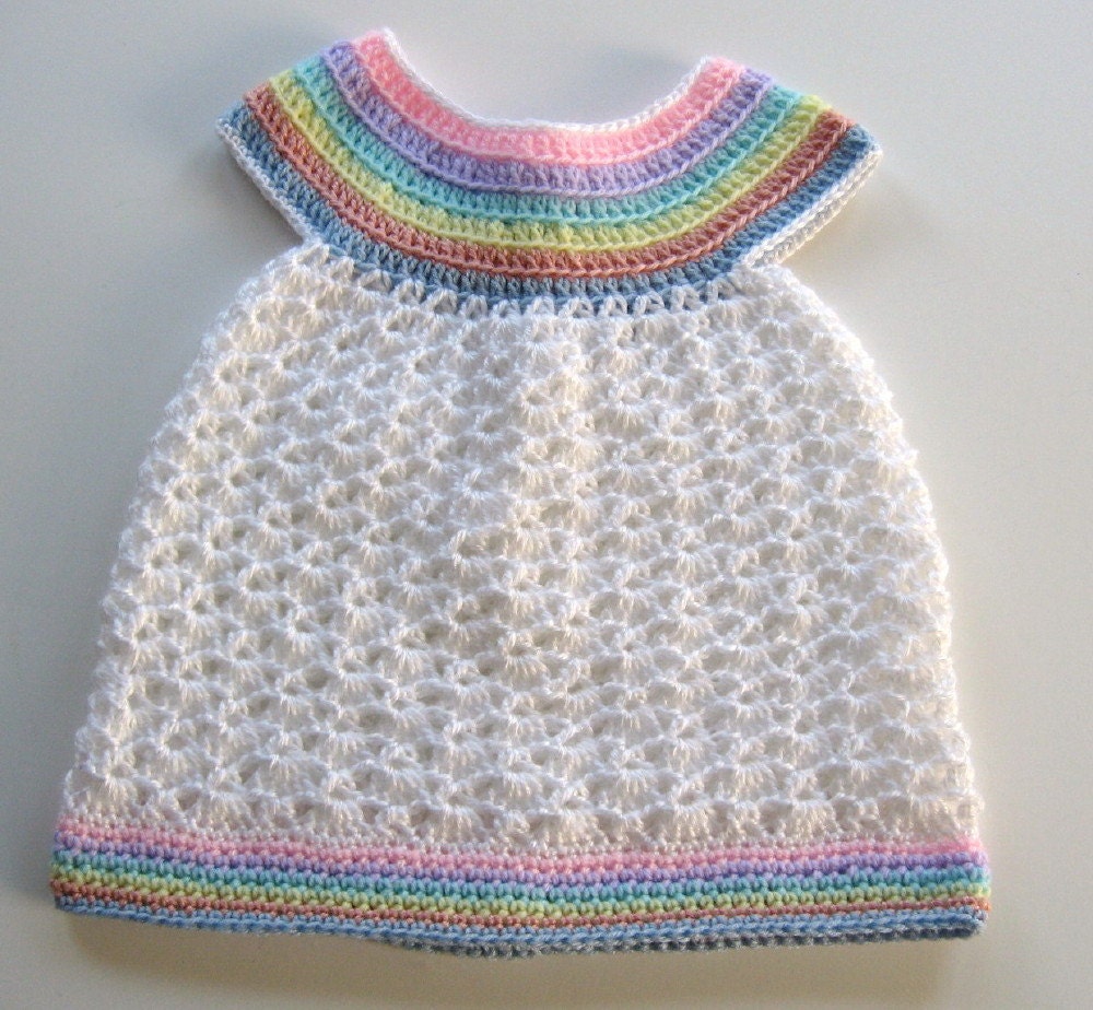 Ready To Ship Crocheted Rainbow Baby Dress by ...