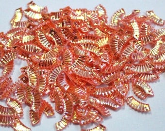 100 Orange Curved Shape Rectangle Sequins /Metallic/Crimpled/KBRGS296