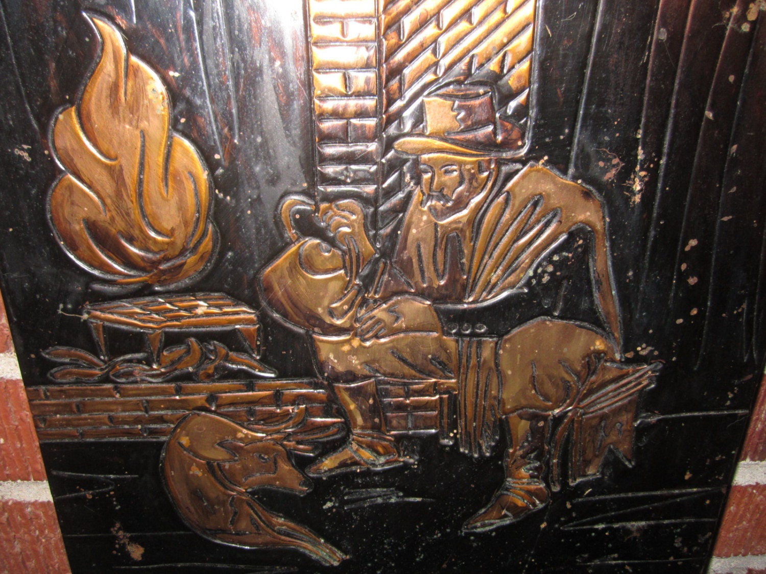 Vintage Beautiful Copper Relief Wall Art Plaque of by funoldstuff